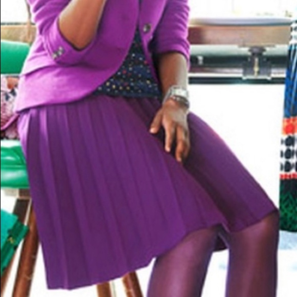 Kate Spade Purple Pleated Midi Skirt